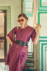 Wine Soft Silk Saree With Zari Weaving Work