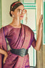 Wine Soft Silk Saree With Zari Weaving Work