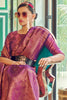 Wine Soft Silk Saree With Zari Weaving Work