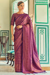 Wine Soft Silk Saree With Zari Weaving Work