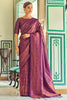 Wine Soft Silk Saree With Zari Weaving Work