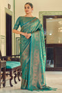 Sea Green Soft Silk Saree With Zari Weaving Work