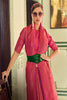 Pink Soft Silk Saree With Zari Weaving Work