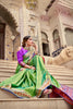 Parrot Green Soft Silk Saree With Zari Weaving Work