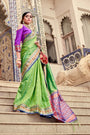 Parrot Green Soft Silk Saree With Zari Weaving Work