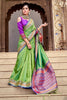 Parrot Green Soft Silk Saree With Zari Weaving Work
