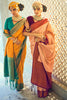 Cream & Purple Soft Silk Saree With Zari Weaving Work