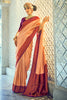Cream & Purple Soft Silk Saree With Zari Weaving Work