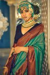 Sea Green Soft Silk Saree With Zari Weaving Work