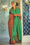 Green Soft Silk Saree With Zari Weaving Work