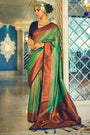 Green Soft Silk Saree With Zari Weaving Work