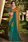 Almond Brown Colour 3D Chiffon Saree With Sequence Blouse