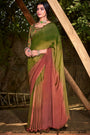 Hunter Green Colour 3D Chiffon Saree With Sequence Blouse