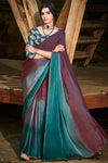 Sangria Purple Colour 3D Chiffon Saree With Sequence Blouse