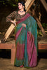 Dark Green Colour 3D Chiffon Satin Saree With Sequence Blouse