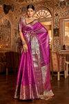 Magenta Kanchivaram Saree With Copper Zari Weaving