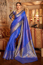 Royal Blue Kanchivaram Saree With Copper Zari Weaving