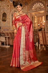 Red Kanchivaram Saree With Copper Zari Weaving