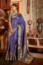 Violet Kanchivaram Saree With Copper Zari Weaving