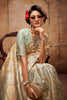 Sea Green Organza Silk Saree With Zari Weaving Work