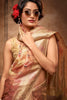 Peach Organza Silk Saree With Zari Weaving Work