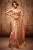 Peach Organza Silk Saree With Zari Weaving Work