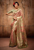 Light Green & Peach Organza Silk Saree With Zari Weaving Work