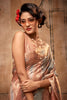 Gray & Peach Organza Silk Saree With Zari Weaving Work