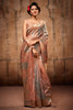 Gray & Peach Organza Silk Saree With Zari Weaving Work
