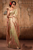 Green & Peach Organza Silk Saree With Zari Weaving Work