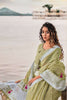 Pista shade Soft Linen with Lucknowi weaving Border and Gota patti work