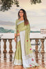 Pista shade Soft Linen with Lucknowi weaving Border and Gota patti work