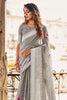 Gray shade Soft Linen with Lucknowi weaving Border and Gota patti work