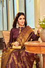 Wine Colour Soft Handloom Zari Weaving Silk Saree