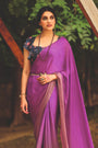 Magenta Color 3D Chiffon Saree With Sequence Blouse