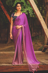 Magenta Color 3D Chiffon Saree With Sequence Blouse