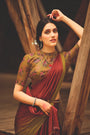 Maroon Color 3D Chiffon Satin Saree With Sequence Blouse