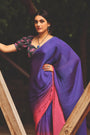 Royal Purple 3D Chiffon Saree With Sequence Blouse
