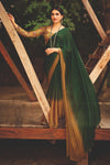 Dark Green 3D Chiffon Satin Saree With Sequence Blouse