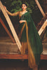 Dark Green 3D Chiffon Satin Saree With Sequence Blouse