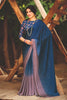 Navy Blue color 3D Chiffon Satin Saree With Sequence Blouse