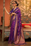 Beautiful Violet Nylon Chinon Two Tone Weaving Silk Saree