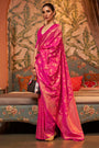 Latest Pink Nylon Chinon Silk Two Tone Weaving Saree