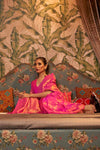 Latest Pink Nylon Chinon Two Tone Weaving Silk Saree