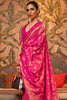 Latest Pink Nylon Chinon Two Tone Weaving Silk Saree