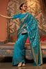 Fabulous Sky Blue Nylon Chinon Two Tone Weaving Silk Saree