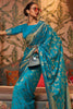 Fabulous Sky Blue Nylon Chinon Two Tone Weaving Silk Saree