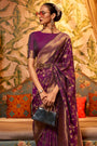 Mulberry Purple Nylon Chinon Two Tone Weaving Silk Saree