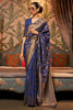 Blue Nylon Chinon Two Tone Weaving Silk Saree