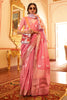 Poetry Pink Tissue Silk Zari Woven Saree With Blouse